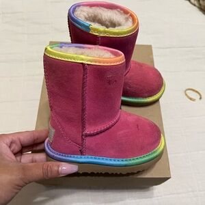 UGG Pink Rainbow Trim Boots